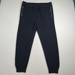 Paper Planes Mens 2XL Waffle Knit Jogger Pants‎ Navy Blue Cotton Drawstring Zip